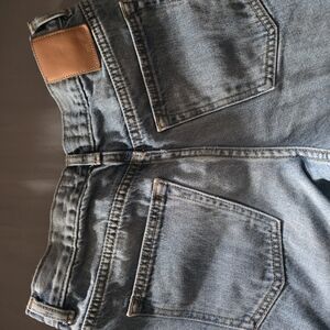 Zara Light Blue Flare Jeans with Tan Accents